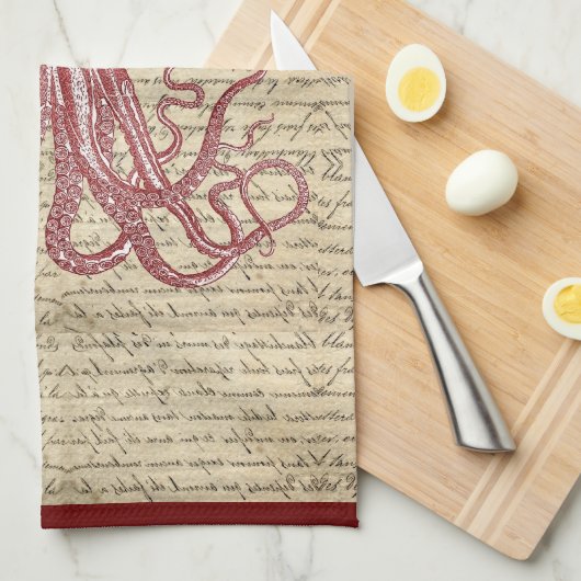 Vintager Oktopus Handtuch (Viertel Falte)