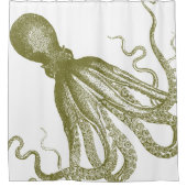 Vintager Oktopus im Grünen V2 Duschvorhang (Vorderseite)