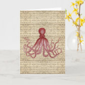 Vintager Oktopus Karte (Gelbe Blume)