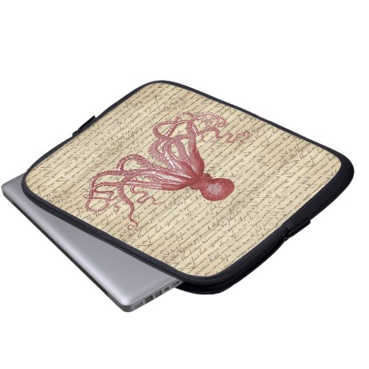 Vintager Oktopus Laptopschutzhülle (Vorne Knopf)