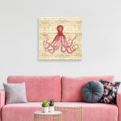 Vintager Oktopus Leinwanddruck (Insitu (Wohnzimmer))