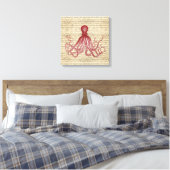 Vintager Oktopus Leinwanddruck (Insitu (Schlafzimmer))