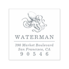 Vintager Oktopus | Nautische Rücksendeadresse Permastempel