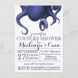 Vintager Oktopus Paare Dusche Einladung