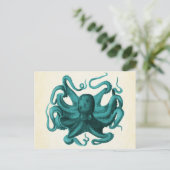 Vintager Oktopus Postkarte (Stehend Vorderseite)