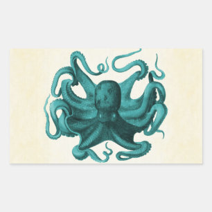 Vintager Oktopus Rechteckiger Aufkleber