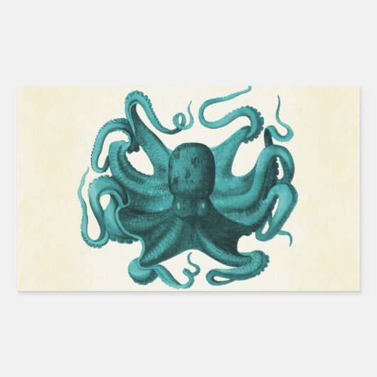 Vintager Oktopus Rechteckiger Aufkleber (Vorderseite)