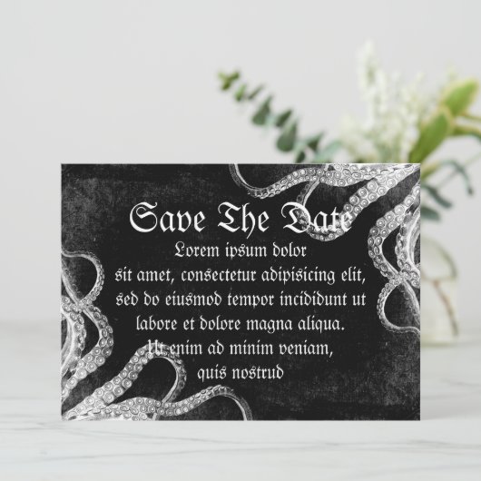 Vintager Oktopus Save The Date (Stehend Vorderseite)