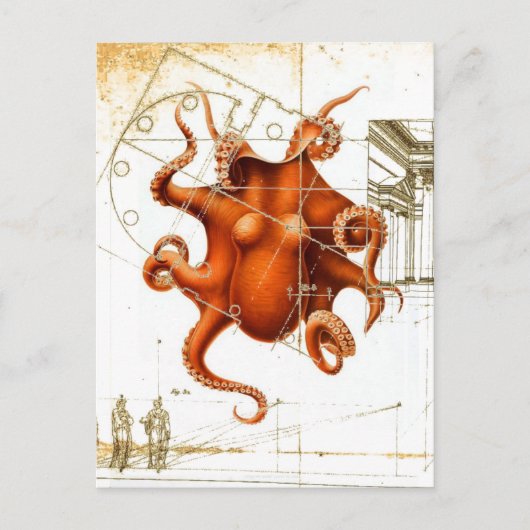 Vintager Oktopus Tintenfisch Steampunk Oktopus Postkarte (Vorderseite)