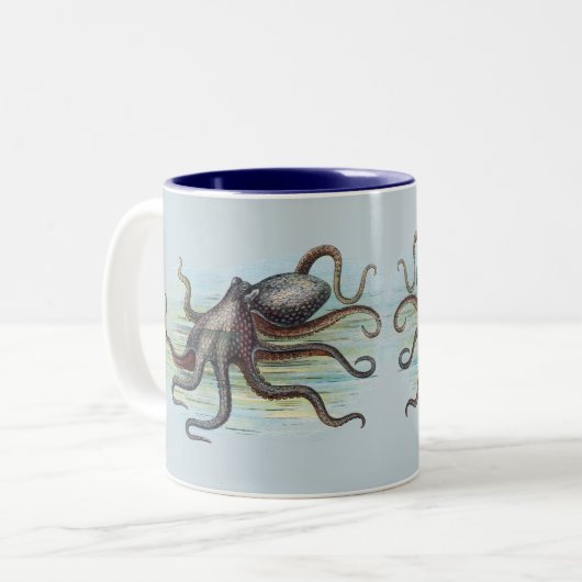 Vintager Oktopus Zweifarbige Tasse (Vorderseite Links)