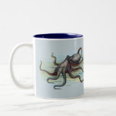Vintager Oktopus Zweifarbige Tasse (Links)
