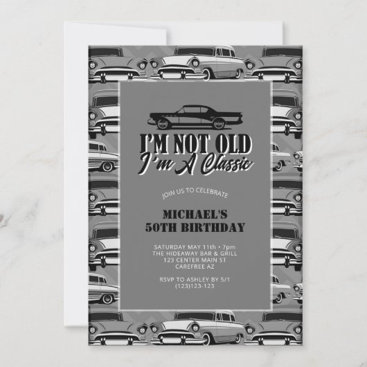 Vintager Oldtimer Erwachsener Geburtstag Einladung (Vorderseite)