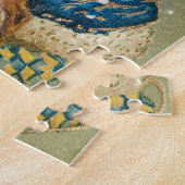 Vintager Olive-Weihnachtsmann mit Rudolph Puzzle (Seite)