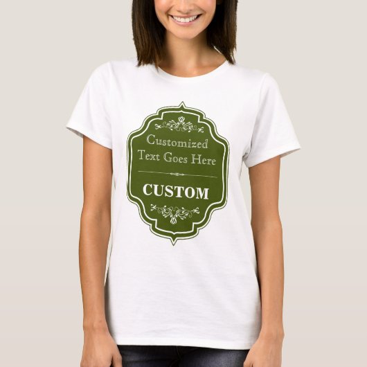 Vintager olivgrünes Grün-Aufkleber T-Shirt (Vorderseite)