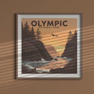 Vintager olympischer Nationalpark Poster