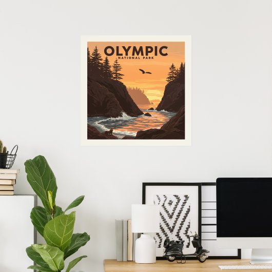 Vintager olympischer Nationalpark Poster (Heimbüro)