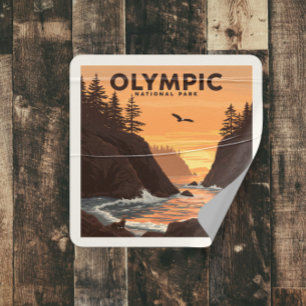 Vintager olympischer Nationalpark Quadratischer Aufkleber