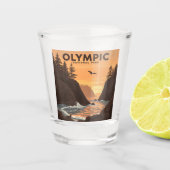 Vintager olympischer Nationalpark Schnapsglas (Vorderseite)