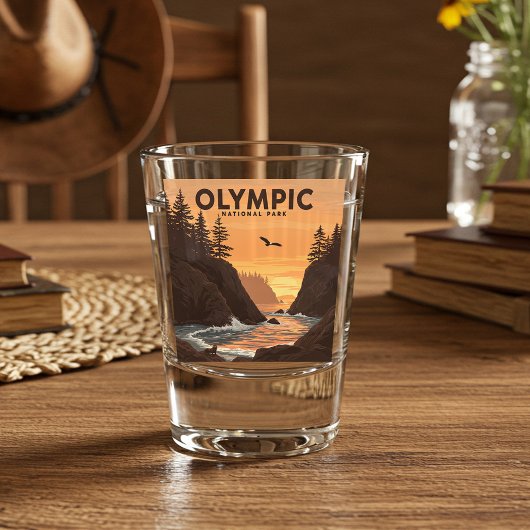 Vintager olympischer Nationalpark Schnapsglas