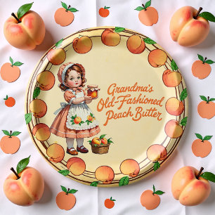 Vintager Oma-Pfirsichbutter Pappteller