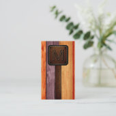 Vintager Orange-Holzbrauner Lederlook Visitenkarte (Stehend Vorderseite)