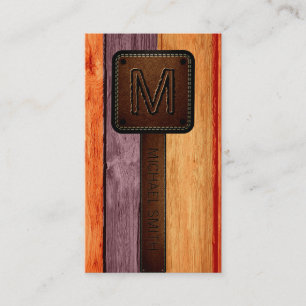 Vintager Orange-Holzbrauner Lederlook Visitenkarte