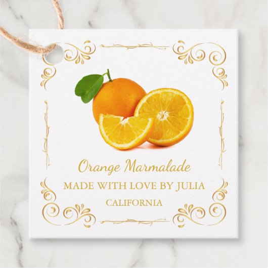 Vintager Orange Marmalade Square Hang Tag Geschenkanhänger (Vorderseite)