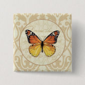 Vintager orange Schmetterling Button (Vorderseite)