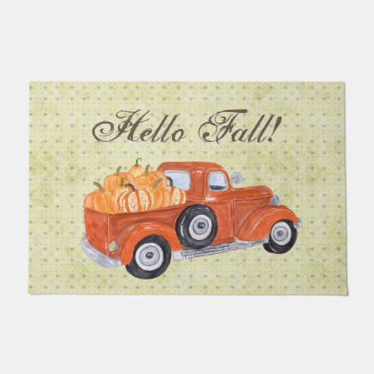 Vintager Orange Truck und Pumpkins fallen Fußmatte (Vorderseite)