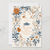 Vintager Orangenblumen-Abschluss Einladung (Vorderseite)