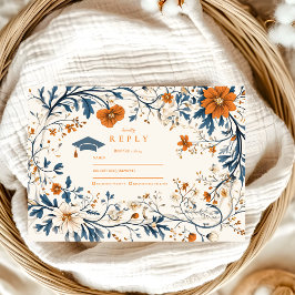 Vintager Orangenblumen-Abschluss RSVP Karte