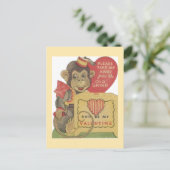 Vintager Organ-Schleifer-AffeValentine Feiertagspostkarte (Stehend Vorderseite)