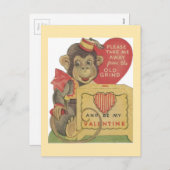 Vintager Organ-Schleifer-AffeValentine Feiertagspostkarte (Vorne/Hinten)
