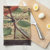 Vintager Oriole auf Musik Handtuch (Viertel Falte)