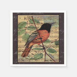 Vintager Oriole auf Musik Serviette