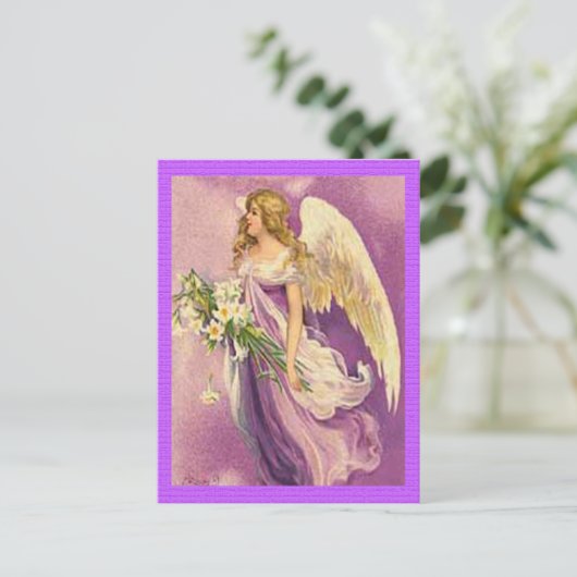 Vintager Osterangel Feiertagspostkarte (Stehend Vorderseite)