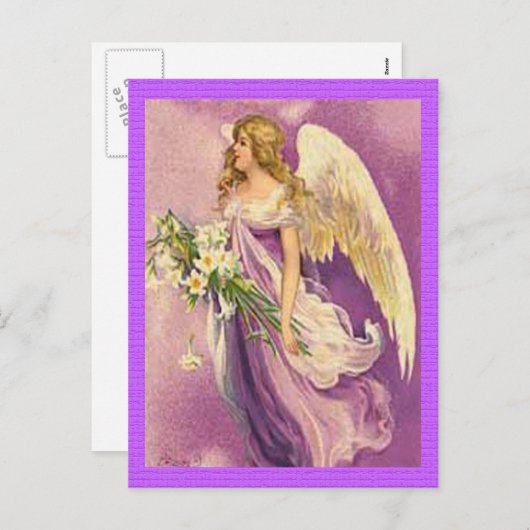 Vintager Osterangel Feiertagspostkarte (Vorne/Hinten)