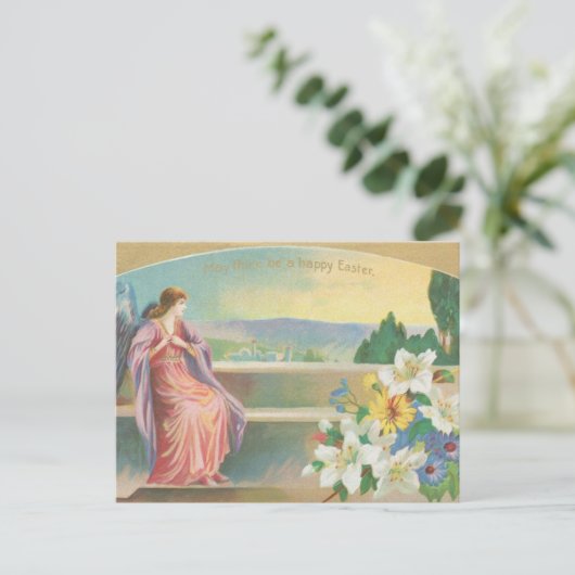 Vintager Osterangel Postkarte (Stehend Vorderseite)