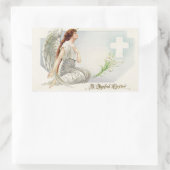 Vintager Osterangel Rechteckiger Aufkleber (Tasche)