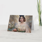 Vintager Osterangel und weiße Lilienkarte Karte (Vorderseite)