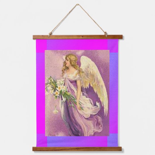 Vintager Osterangel Wandteppich Mit Holzrahmen (Vorderseite)