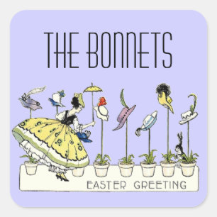 Vintager Osterbonnet Quadratischer Aufkleber
