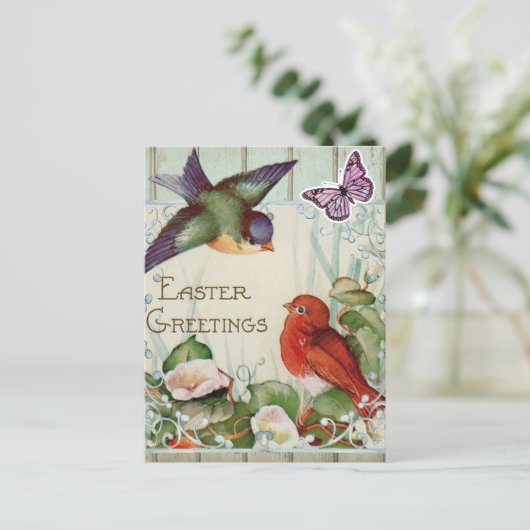 Vintager Osterfrühlingsermin Postkarte (Stehend Vorderseite)