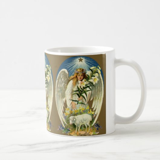 Vintager Ostergel, Lamm, Lily-Blume, Goldener Star Kaffeetasse (Rechts)