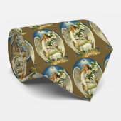 Vintager Ostergel, Lamm, Lily-Blume, Goldener Star Krawatte (Gerollt)