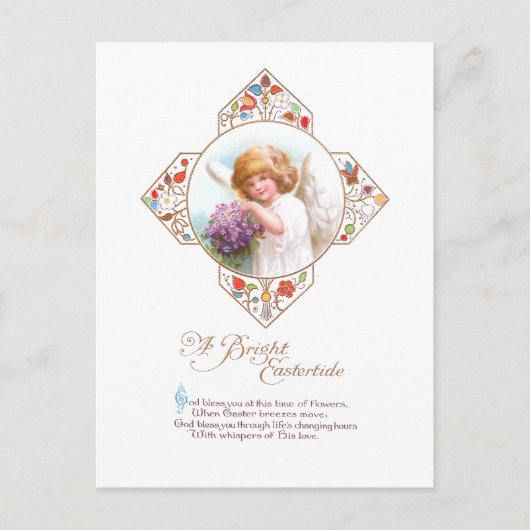 Vintager Ostergel mit Blume Feiertagspostkarte (Vorderseite)