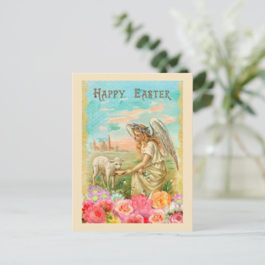 Vintager Ostergruß Feiertagspostkarte (Stehend Vorderseite)