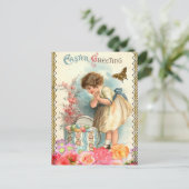 Vintager Ostergruß Postkarte (Stehend Vorderseite)