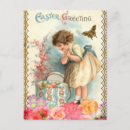 Vintager Ostergruß Postkarte (Vorderseite)