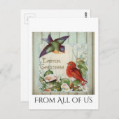 Vintager Ostergruss Vögel Nest Rustikaler Zaun Postkarte (Vorne/Hinten)